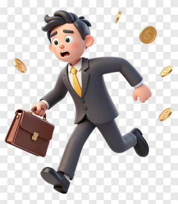 3D Businessman Running With Briefcase PNG