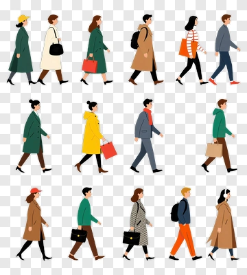 Diverse Group Of People Walking In City PNG