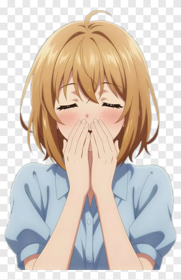 Smiling Girl Covering Her Mouth PNG