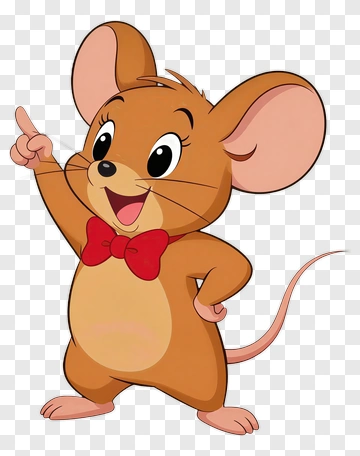 Cartoon Mouse With Red Bowtie PNG
