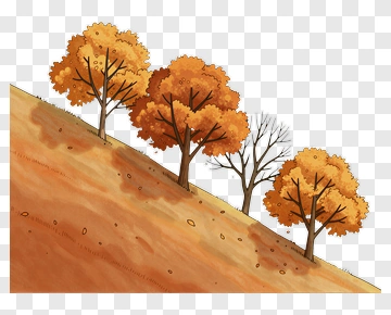Colorful Trees On A Sloped Landscape PNG