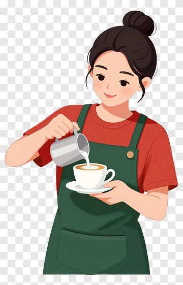 Barista Pouring Milk Into A Coffee Cup PNG
