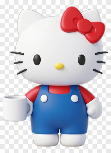 Hello Kitty Holding A Cup PNG