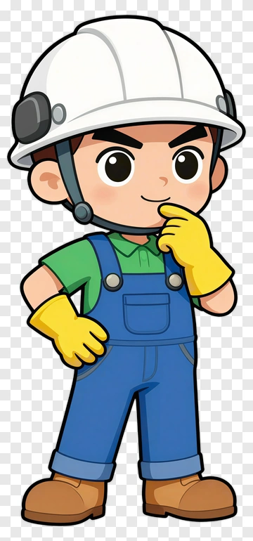 Cartoon Construction Worker Thinking PNG