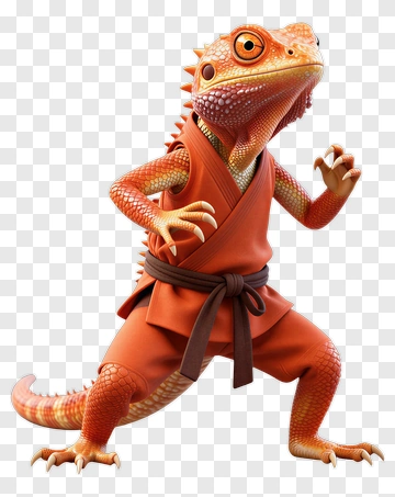 3D Lizard Wearing A Karate Gi PNG