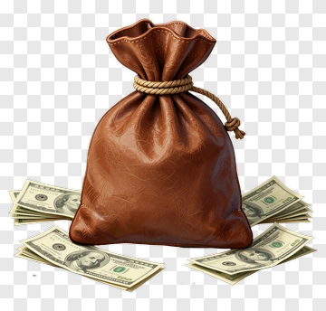 Money Bag Surrounded By Dollar Bills PNG
