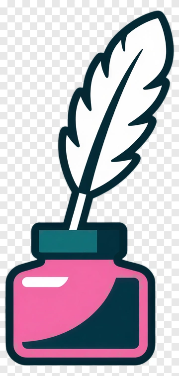 Ink Bottle With Quill Pen PNG