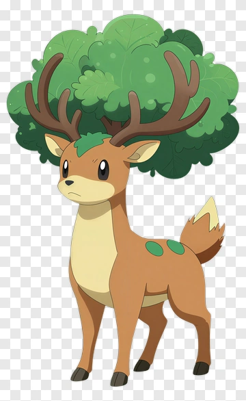Cartoon Deer With Tree Antlers PNG