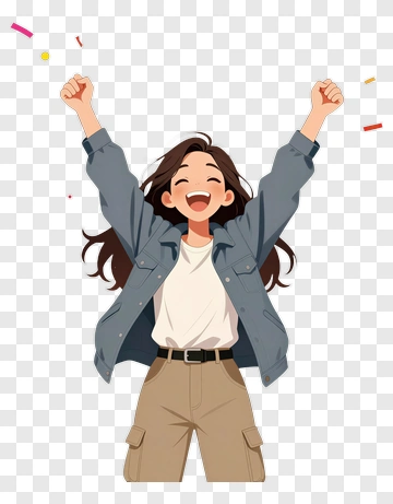 Happy Young Woman Celebrating With Raised Arms PNG