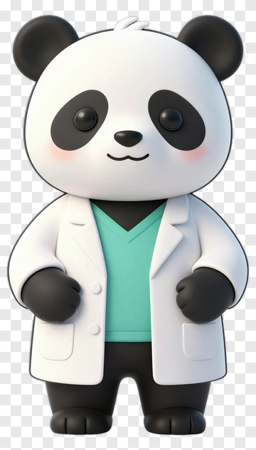 3D Panda Doctor In A Lab Coat PNG