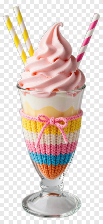 Colorful Ice Cream Sundae In A Knit Holder PNG