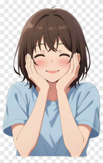 Smiling Girl With Hands On Face PNG