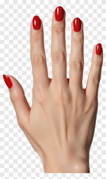 Hand With Red Nail Polish PNG