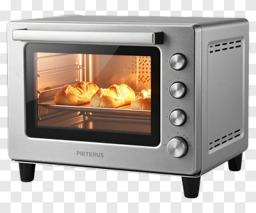 Silver Toaster Oven With Baked Croissants PNG