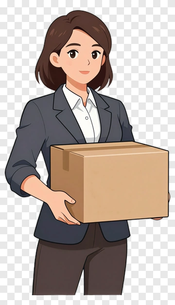 Businesswoman Holding A Box PNG