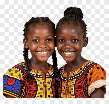 Happy Sisters In Colorful Traditional Outfits PNG