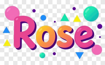Colorful Rose Text With Geometric Shapes PNG