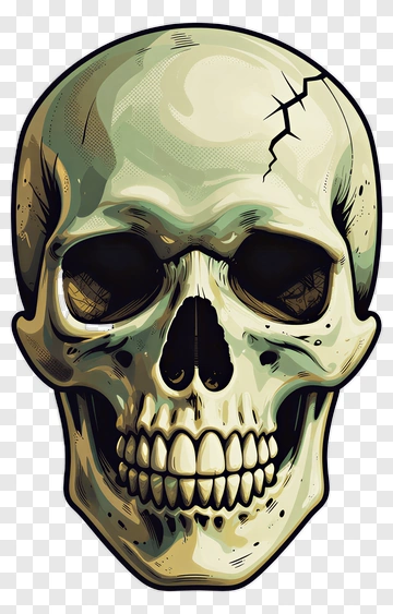 Cartoon Skull With Visible Cracks PNG