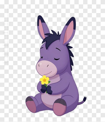 Cartoon Donkey Holding A Flower PNG