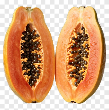 Papaya Fruit Halved Showing Seeds PNG