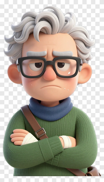 Cartoon Man With Glasses And A Green Sweater PNG