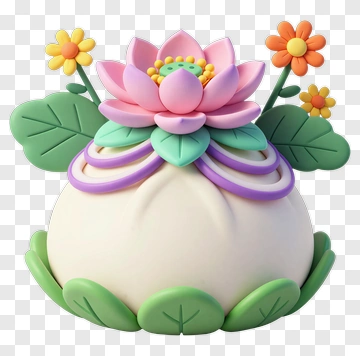 Colorful Flower Cake Decoration PNG