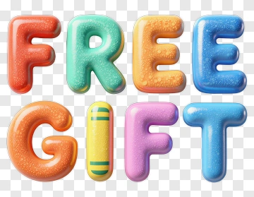 Colorful Free Gift Text PNG