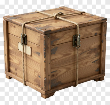 Wooden Storage Box With Rope PNG