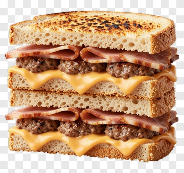 Double Decker Sandwich With Cheese And Ham PNG