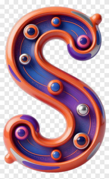 Colorful 3D Letter S With Orbs PNG