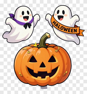 Halloween Ghosts And Pumpkin PNG