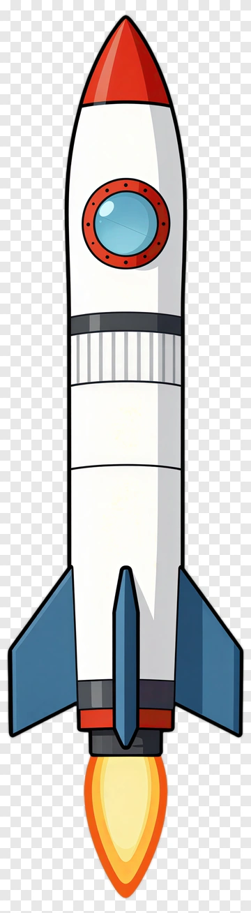 Cartoon Rocket With Flame PNG