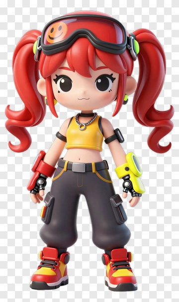 3D Cartoon Girl Character With Red Hair And Stylish Outfit PNG