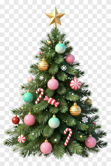 Colorful Christmas Tree With Ornaments PNG
