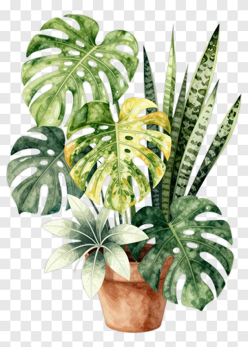 Colorful Potted Plant Arrangement PNG