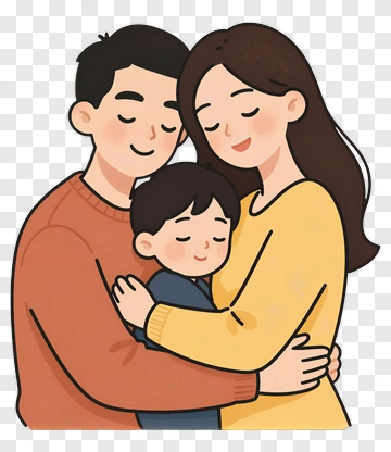 Happy Family Embracing Each Other PNG