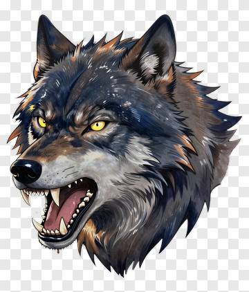 Angry Wolf Head Illustration PNG