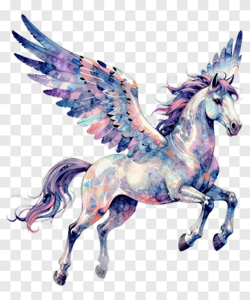 Colorful Winged Unicorn PNG