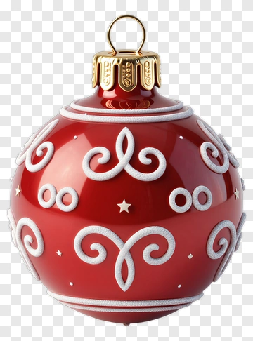 Red Christmas Ornament With Decorative Swirls PNG