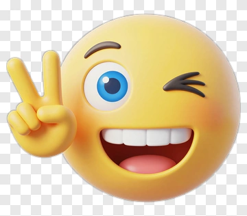 Winking Smiley Face Emoji Making Peace Sign PNG