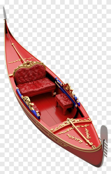 Elegant Red Gondola With Luxurious Seating PNG