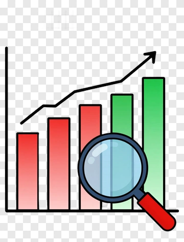 Bar Chart With Magnifying Glass PNG