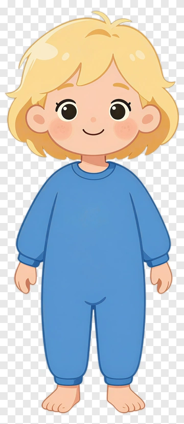 Cartoon Child In Blue Pajamas PNG