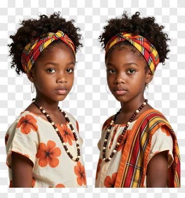 Girl Wearing Traditional African Attire PNG