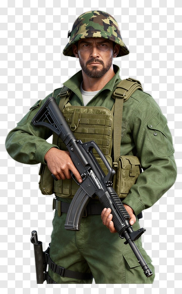 Soldier Holding A Rifle PNG