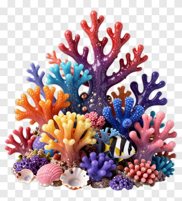 Colorful Coral Reef Composition PNG