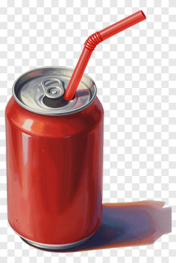 Red Soda Can With Straw PNG