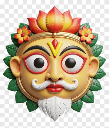 Colorful Decorative Mask With Floral Elements PNG