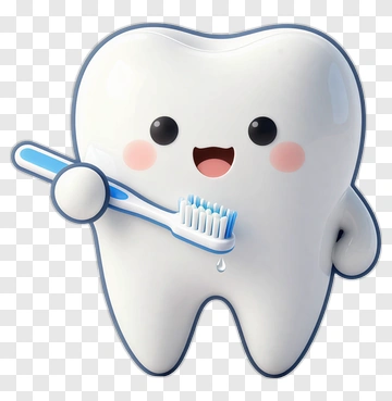 Cartoon Tooth Holding A Toothbrush PNG