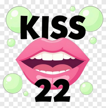 Kiss Graphic With Bubbles PNG